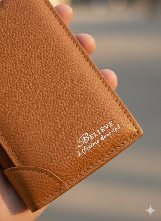 Men’s BELIEVE Tan Leather Wallet