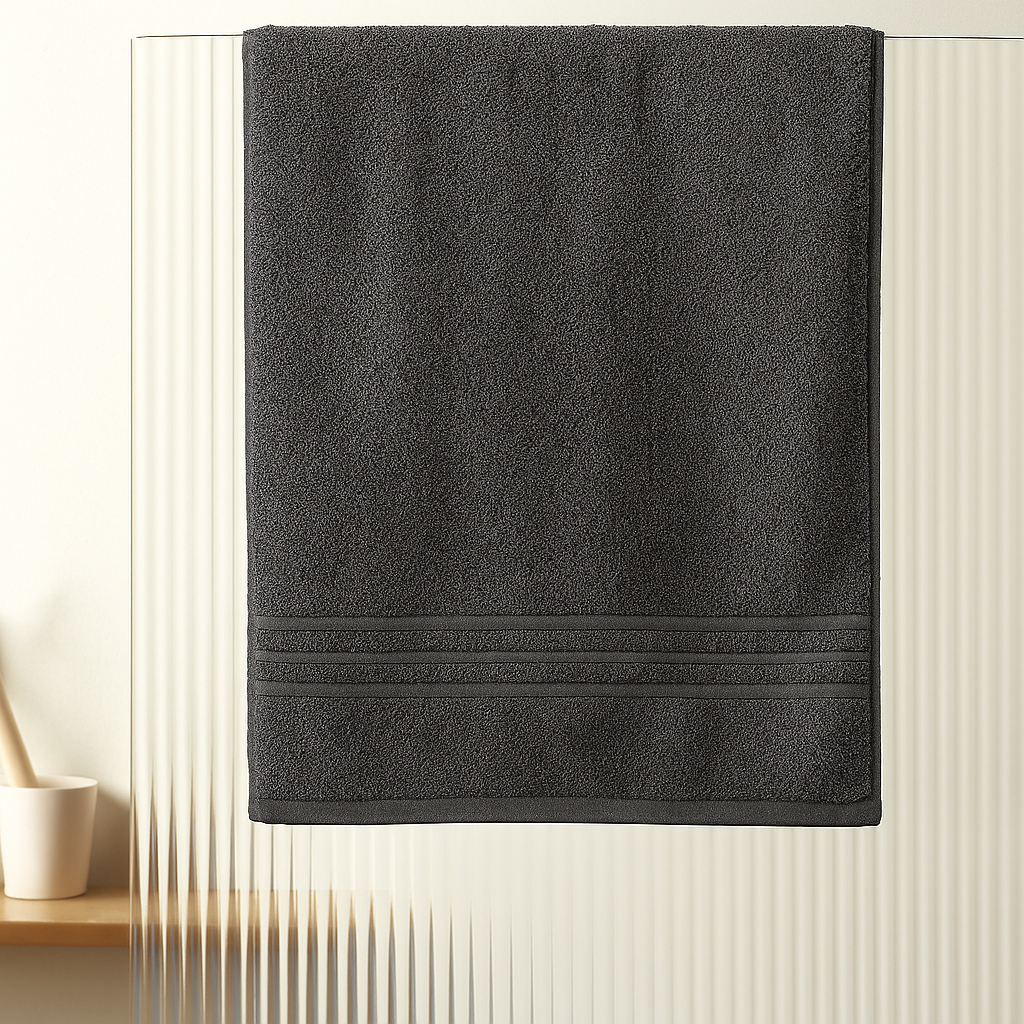 Export Quality 100% Cotton Bath Towel Black Plain-CT-TG001