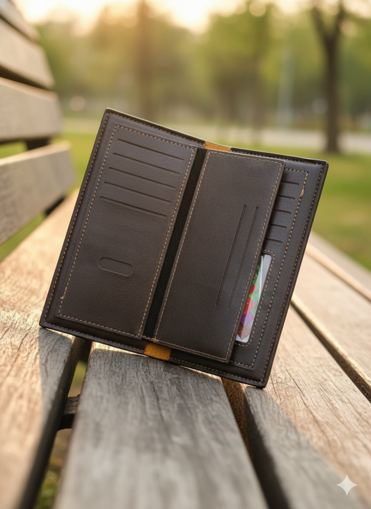 Men’s Balisi Dual-Piece Dark Coffee Leather Wallet Set