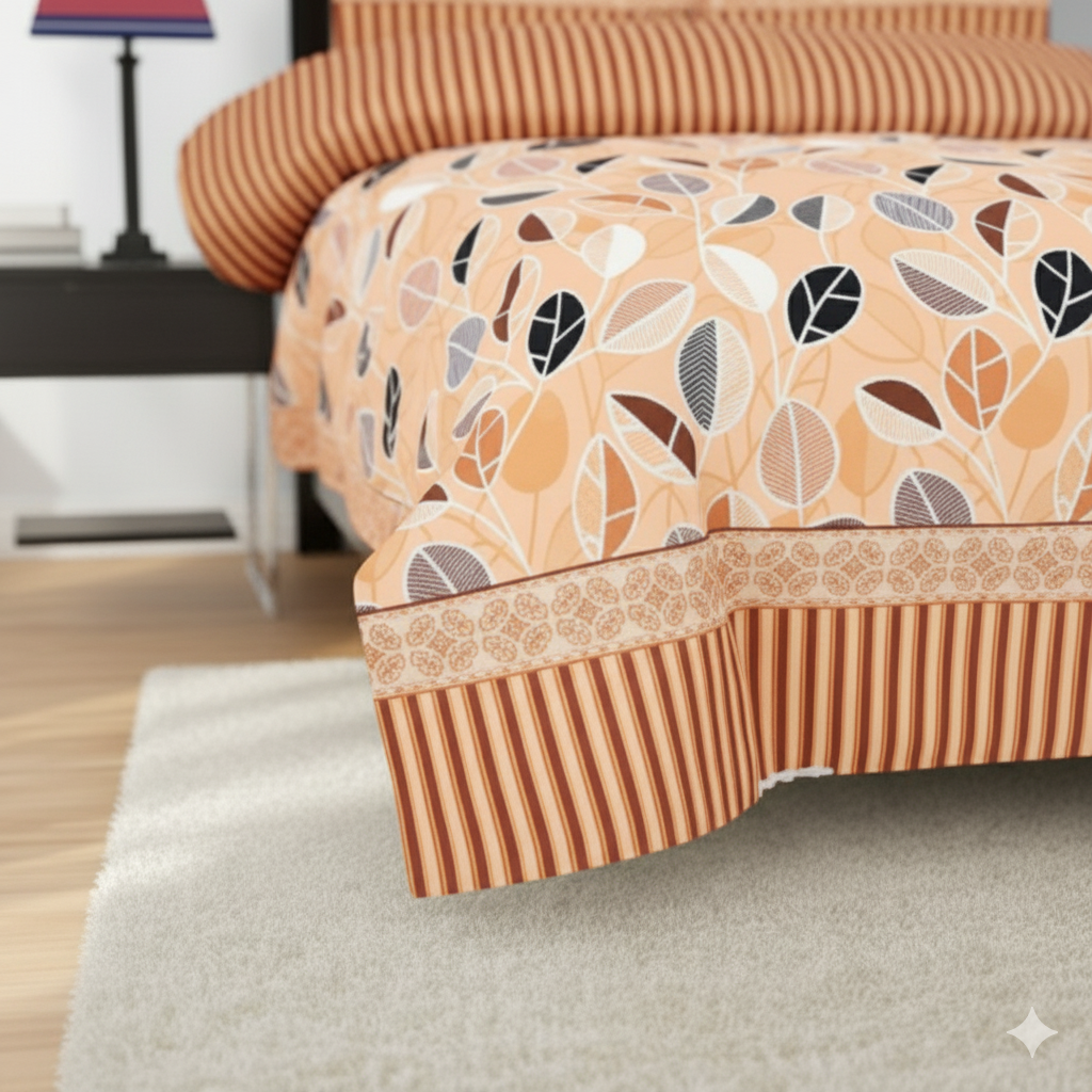 Autumn Leaf Cotton Bedsheet Set Geometric-CB-T025