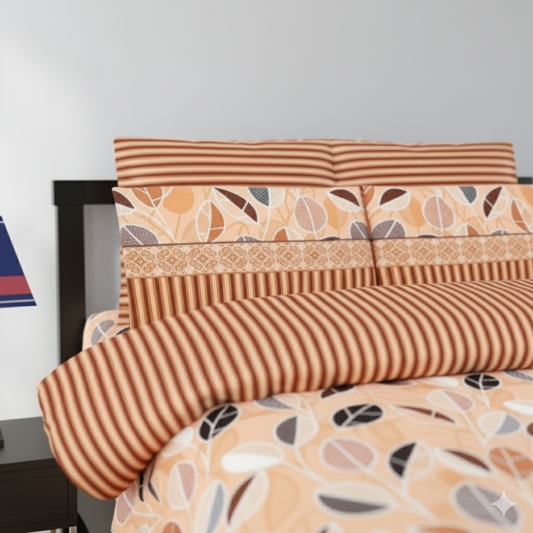 Autumn Leaf Cotton Bedsheet Set Geometric-CB-T025