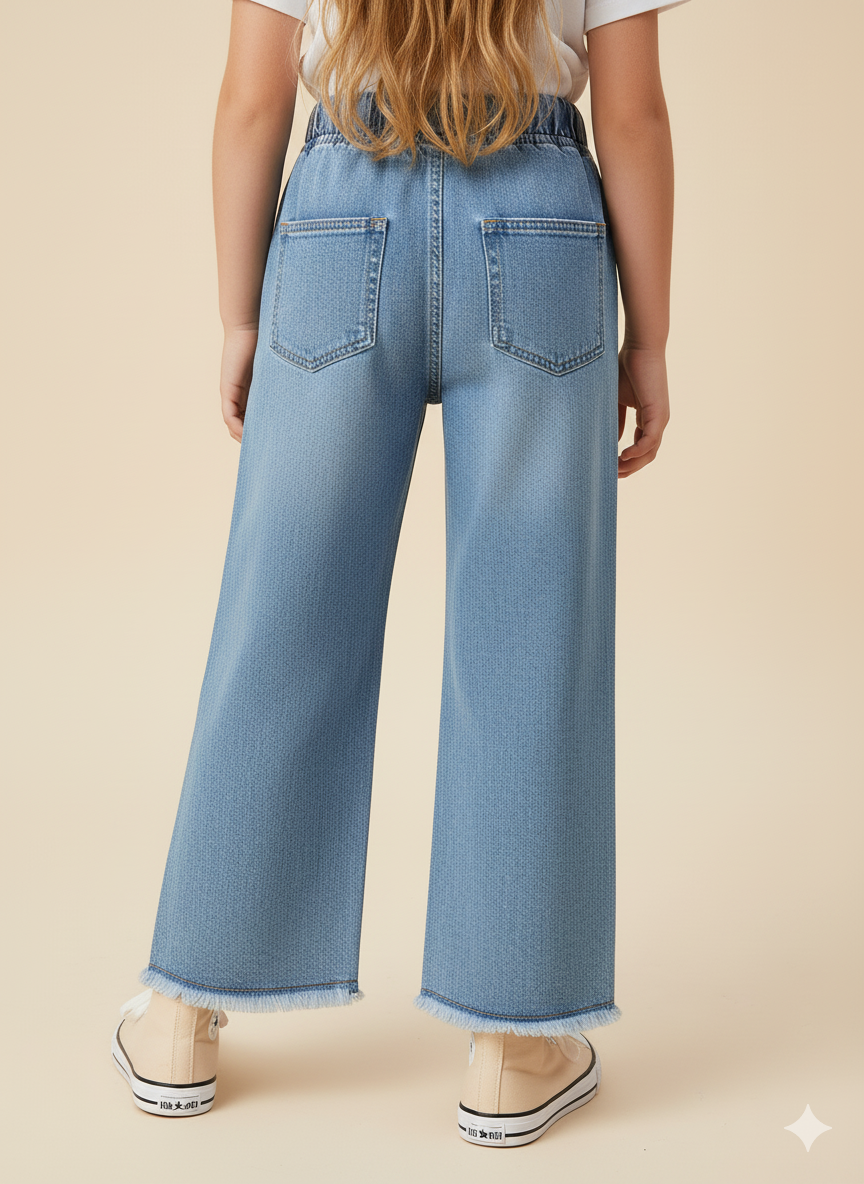 Girls’ “Be Unique” Butterfly Print Jeans KSJ-T001