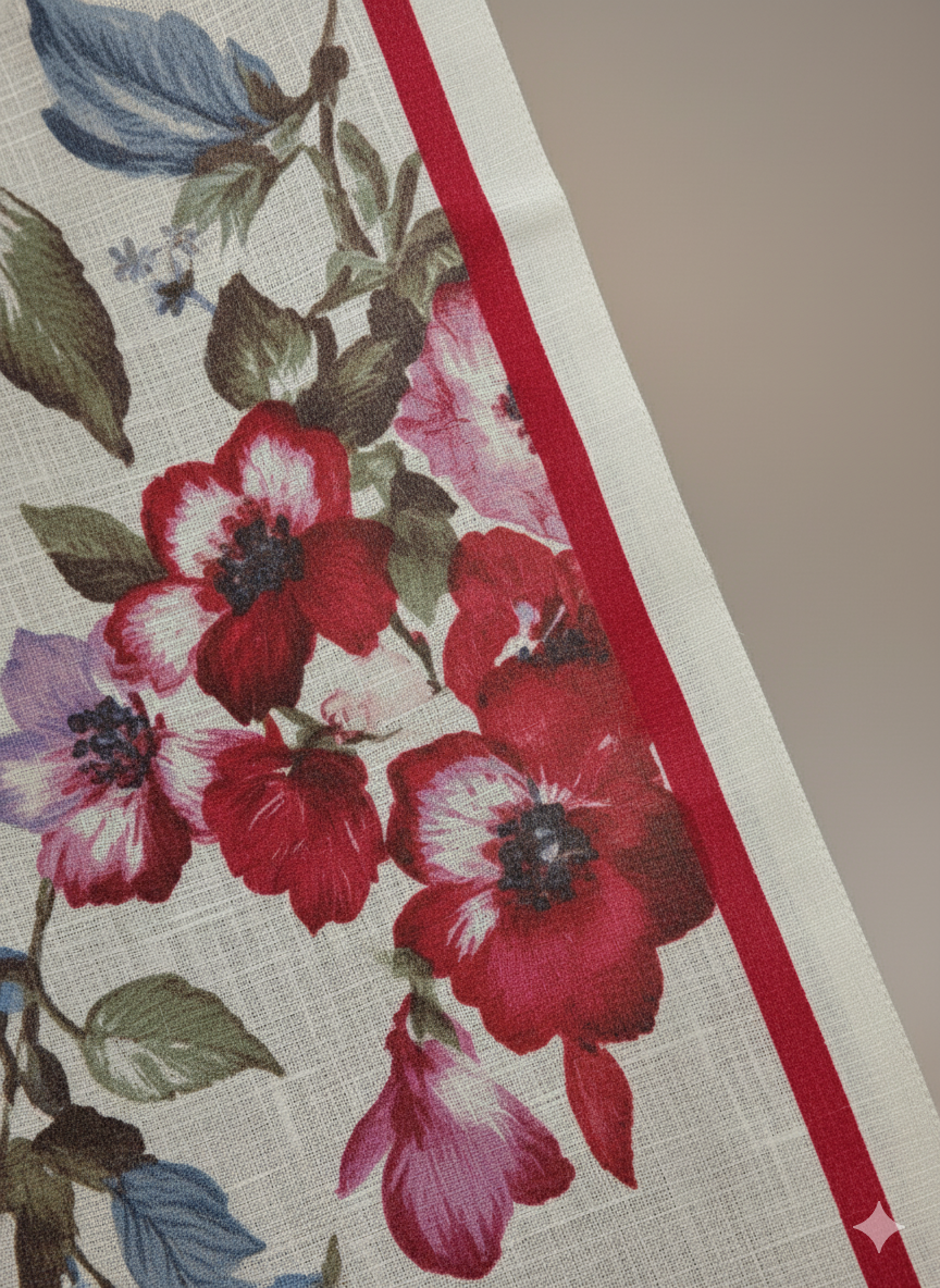 Off-White & Maroon Floral Kaddar Unstitched 3-Piece Suit Floral-LKUS-T001