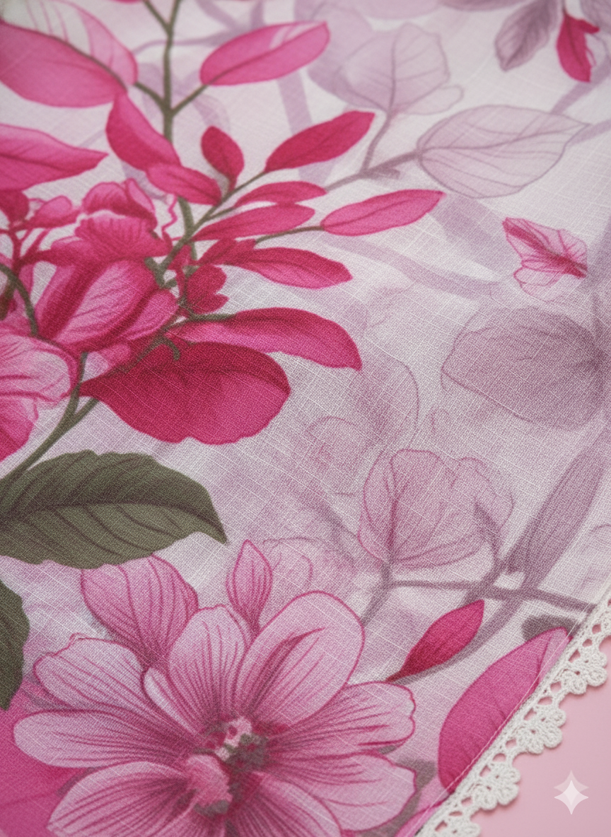 Pink Floral Kaddar Unstitched 3-Piece Suit Floral-LKUS-T005