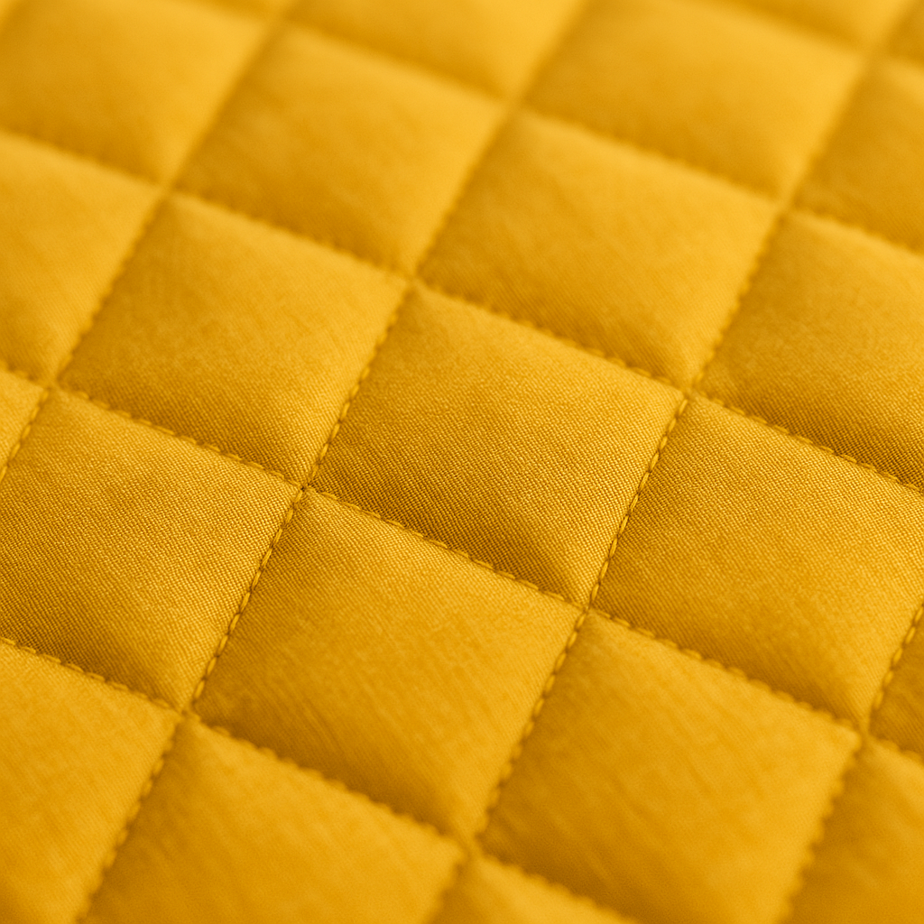 Close-up of a yellow quilted fabric texture