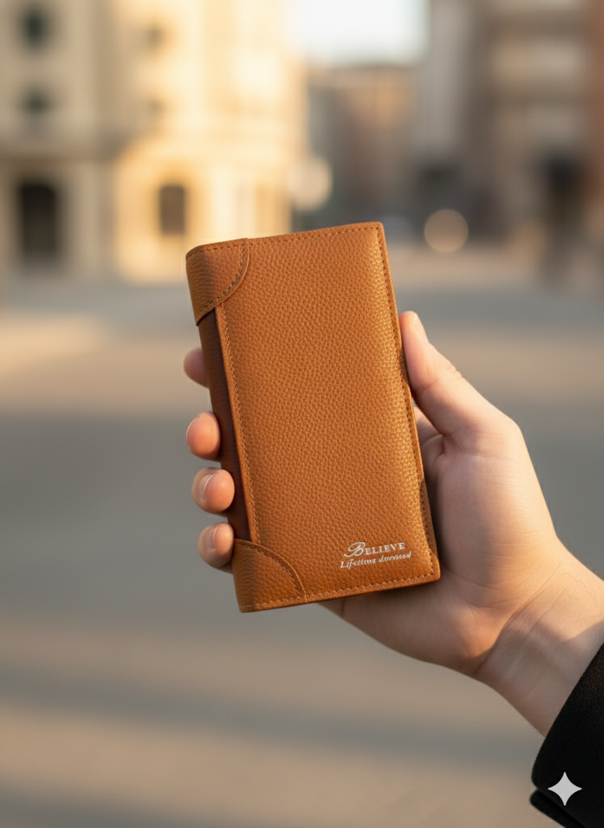 Men’s BELIEVE Tan Leather Wallet
