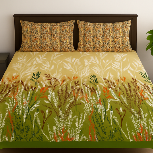 Floral-Dk-T002 Double Bedsheet