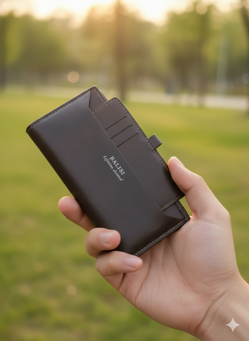 Men’s Balisi Dual-Piece Dark Coffee Leather Wallet Set