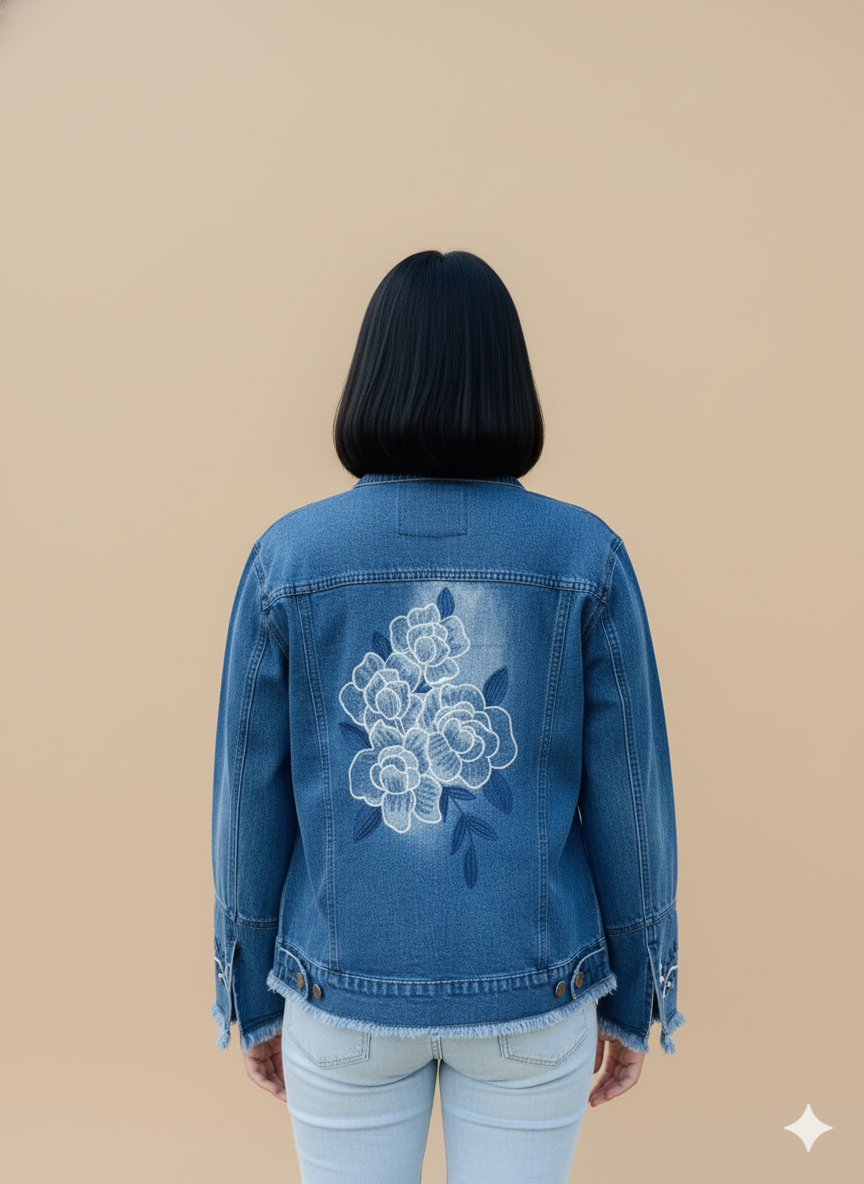 Girl Embroidered Denim Jacket – Blue GFDJ-T003