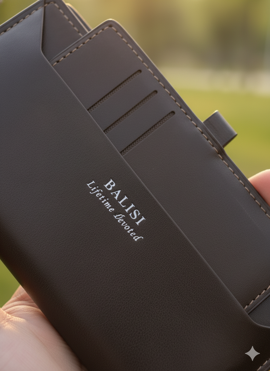 Men’s Balisi Dual-Piece Dark Coffee Leather Wallet Set