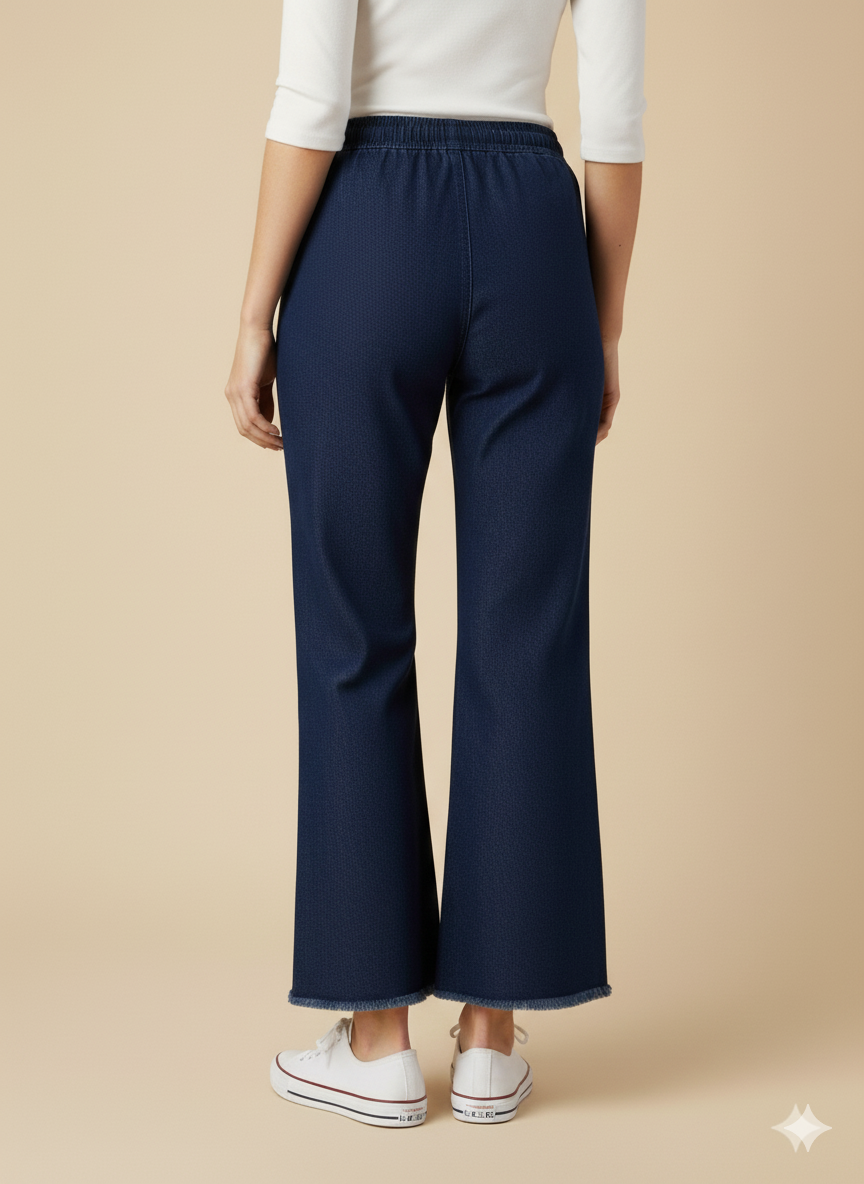 Ladies’ Floral Embroidered Denim Jeans – Dark Blue LFJ-T001