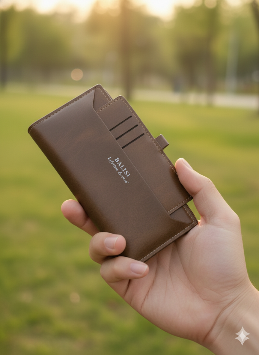 Men’s Balisi Dual-Piece Brown Leather Wallet Set