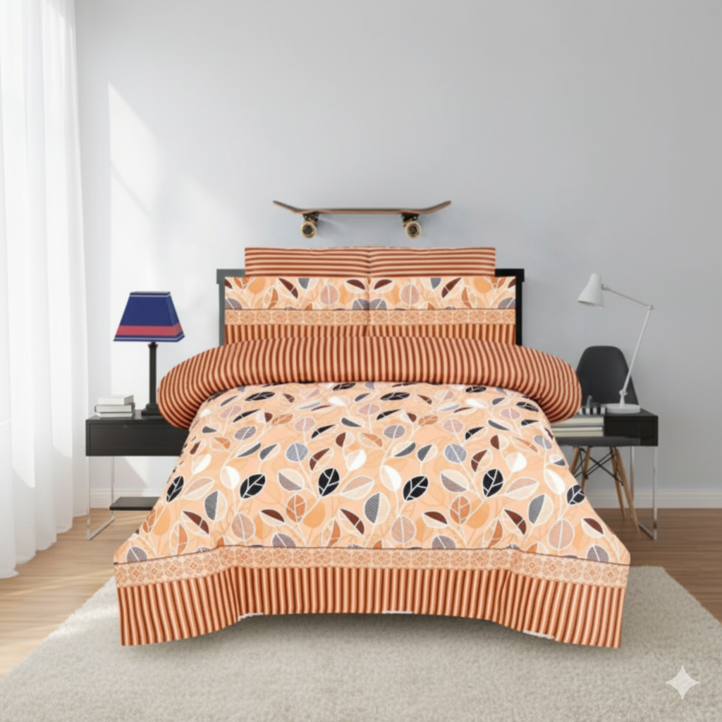 Autumn Leaf Cotton Bedsheet Set Geometric-CB-T025