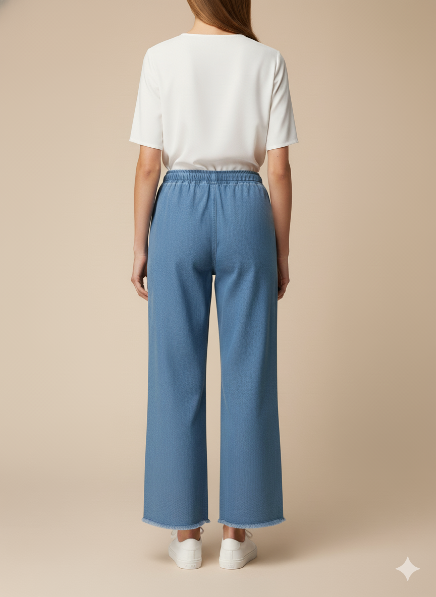 Ladies’ Colorful Floral Embroidered Denim Jeans – Light Blue LFJ-T003