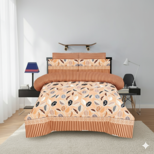 Autumn Leaf Cotton Bedsheet Set Geometric-CB-T025