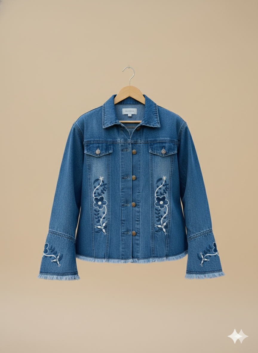 Girl Embroidered Denim Jacket – Blue GFDJ-T003