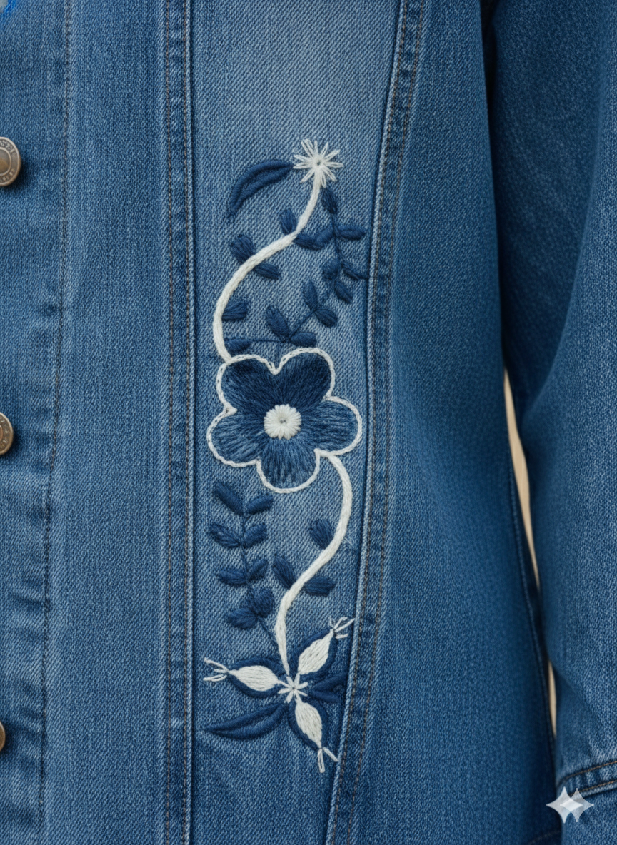 Girl Embroidered Denim Jacket – Blue GFDJ-T003