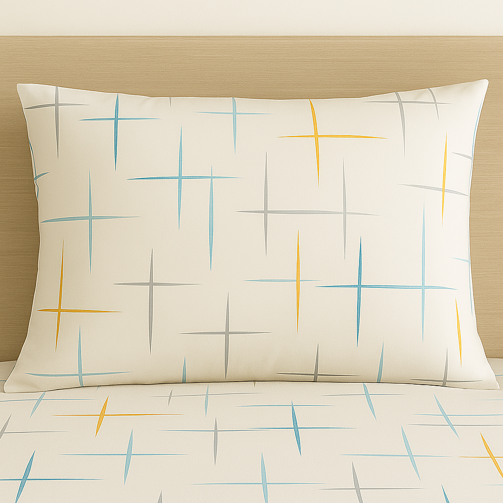 Pillow with geometric pattern on a beige background