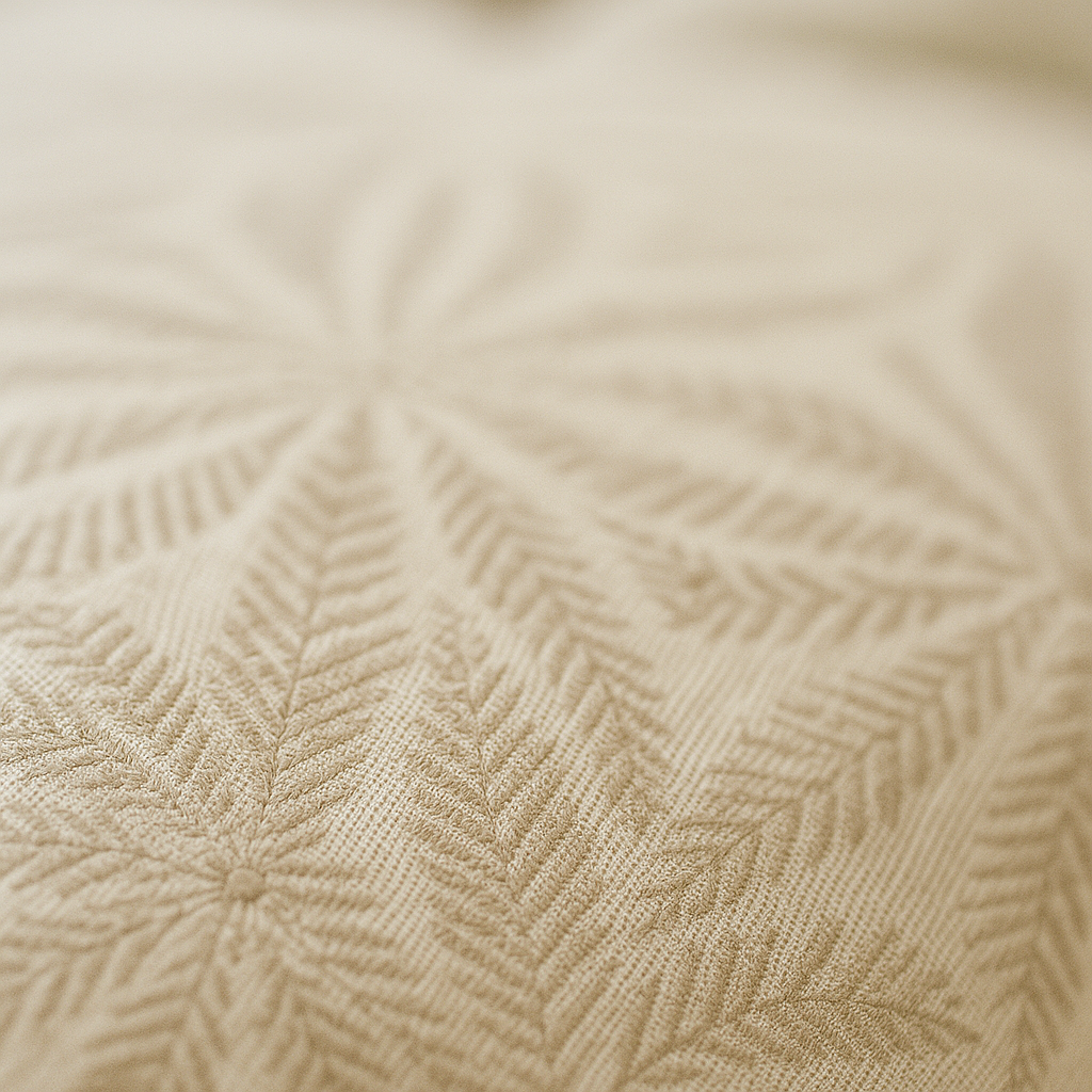 Close-up of beige fabric with a subtle pattern