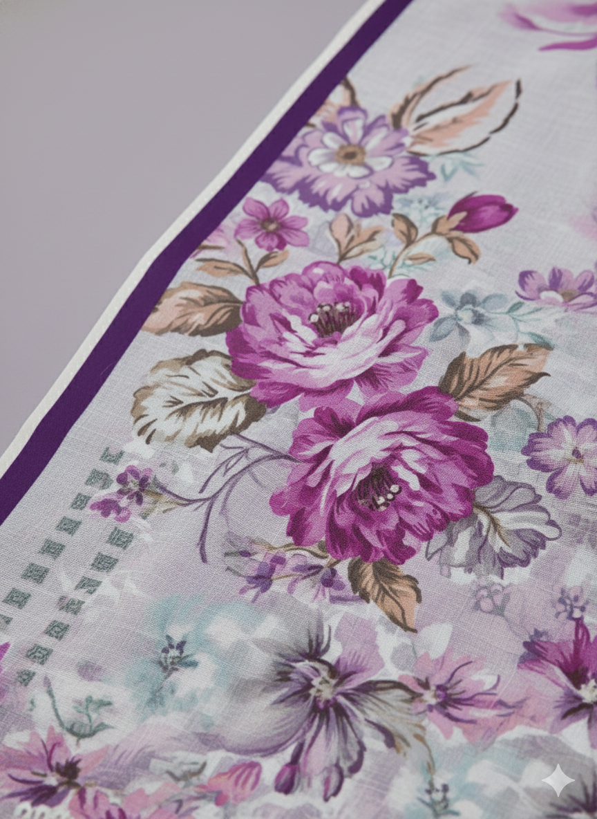 White & Purple Kaddar Unstitched 3-Piece Suit Floral-LKUS-T002