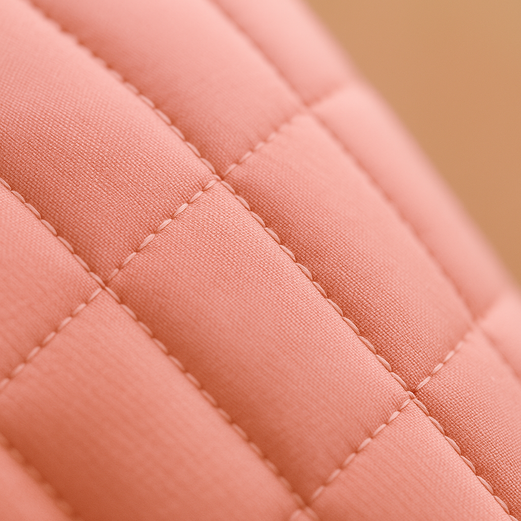 Close-up of a pink quilted fabric texture