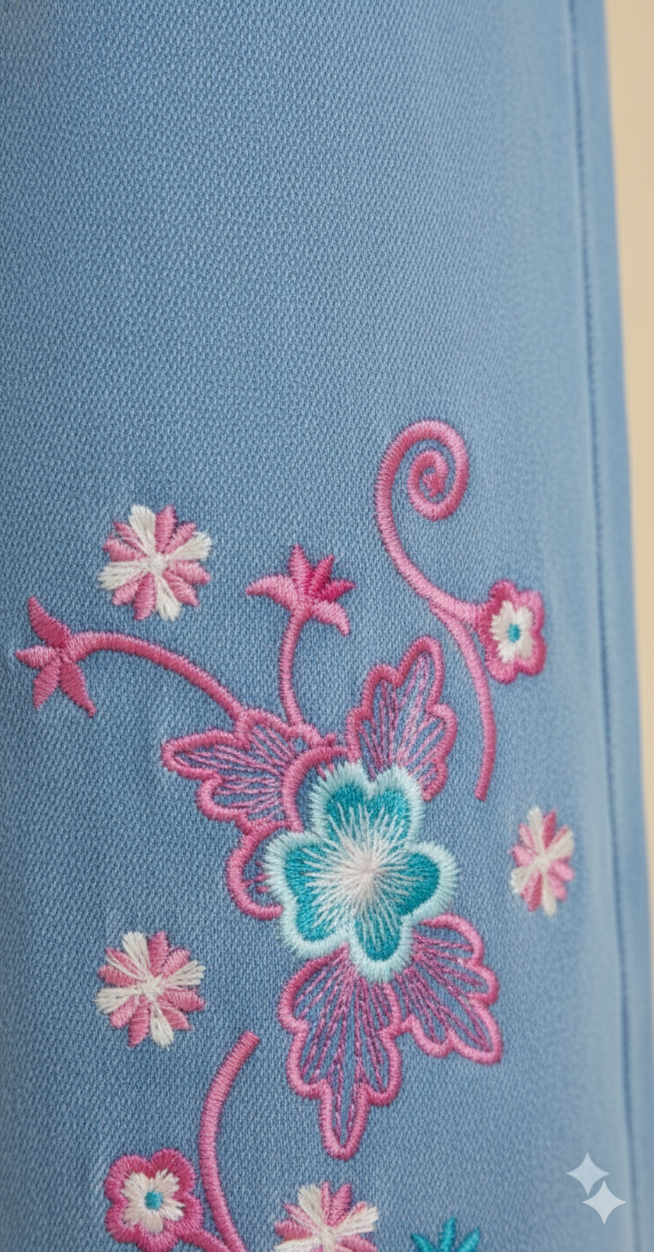 Girl Embroidered Denim Jean light Blue GFJ-T010