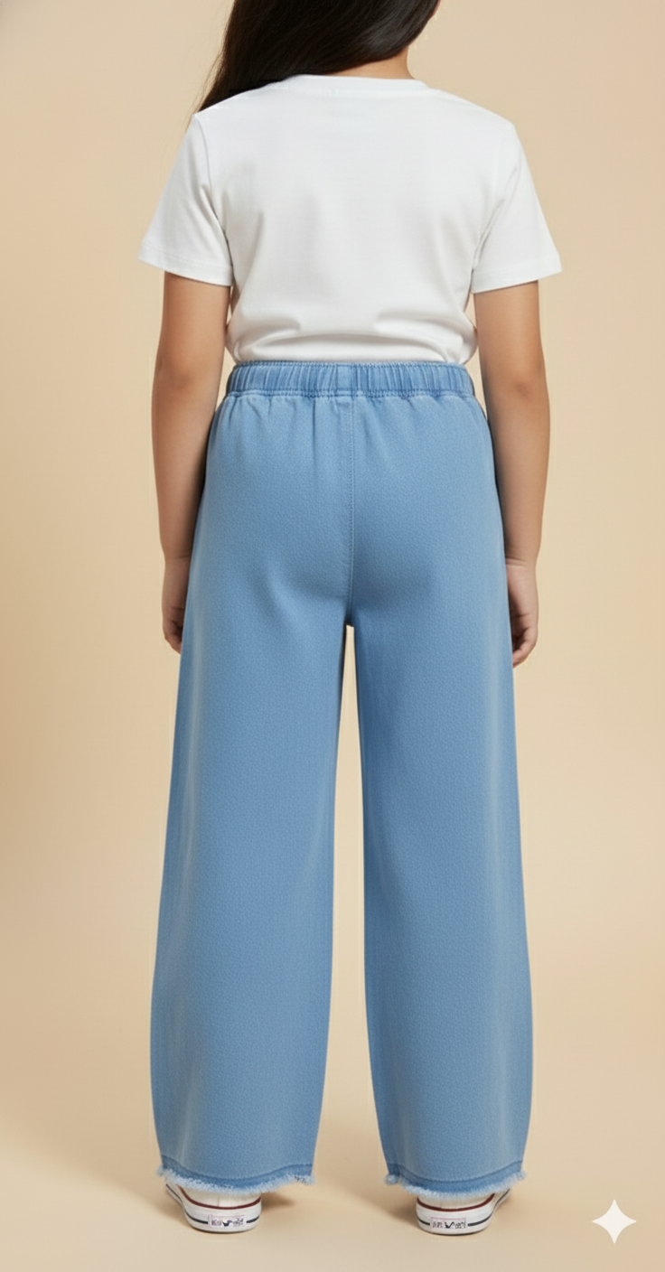 Girl Embroidered Denim Jean light Blue GFJ-T010