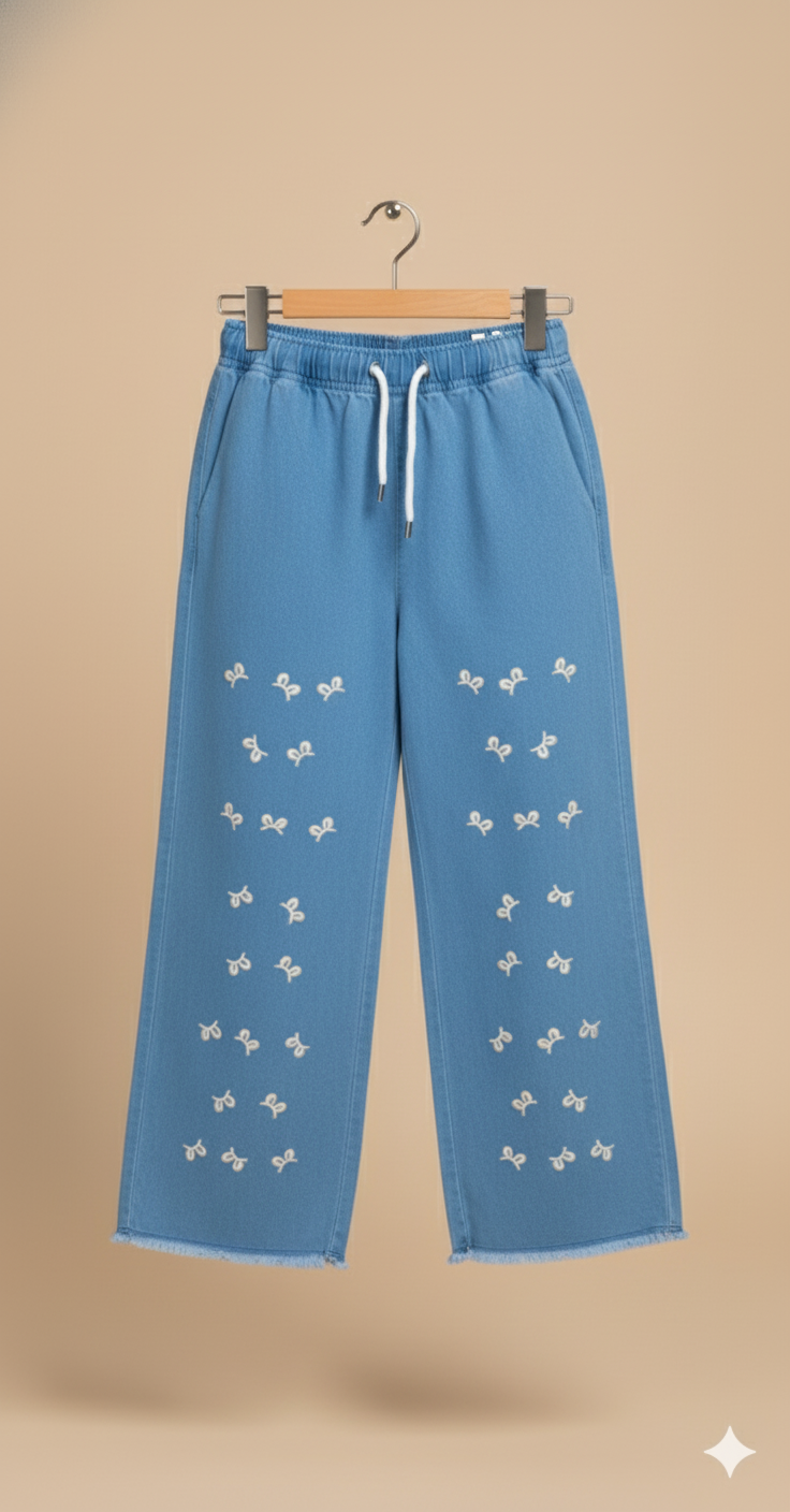 Girl Embroidered Denim Jean light Blue GFJ-T009