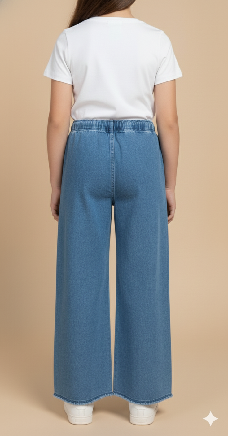 Girl Embroidered Denim Jean light Blue GFJ-T009