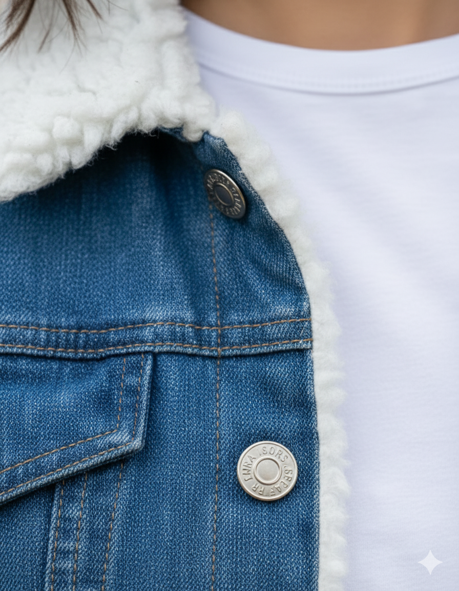 Girl Sherpa Denim Jacket Blue GFDJ-T004