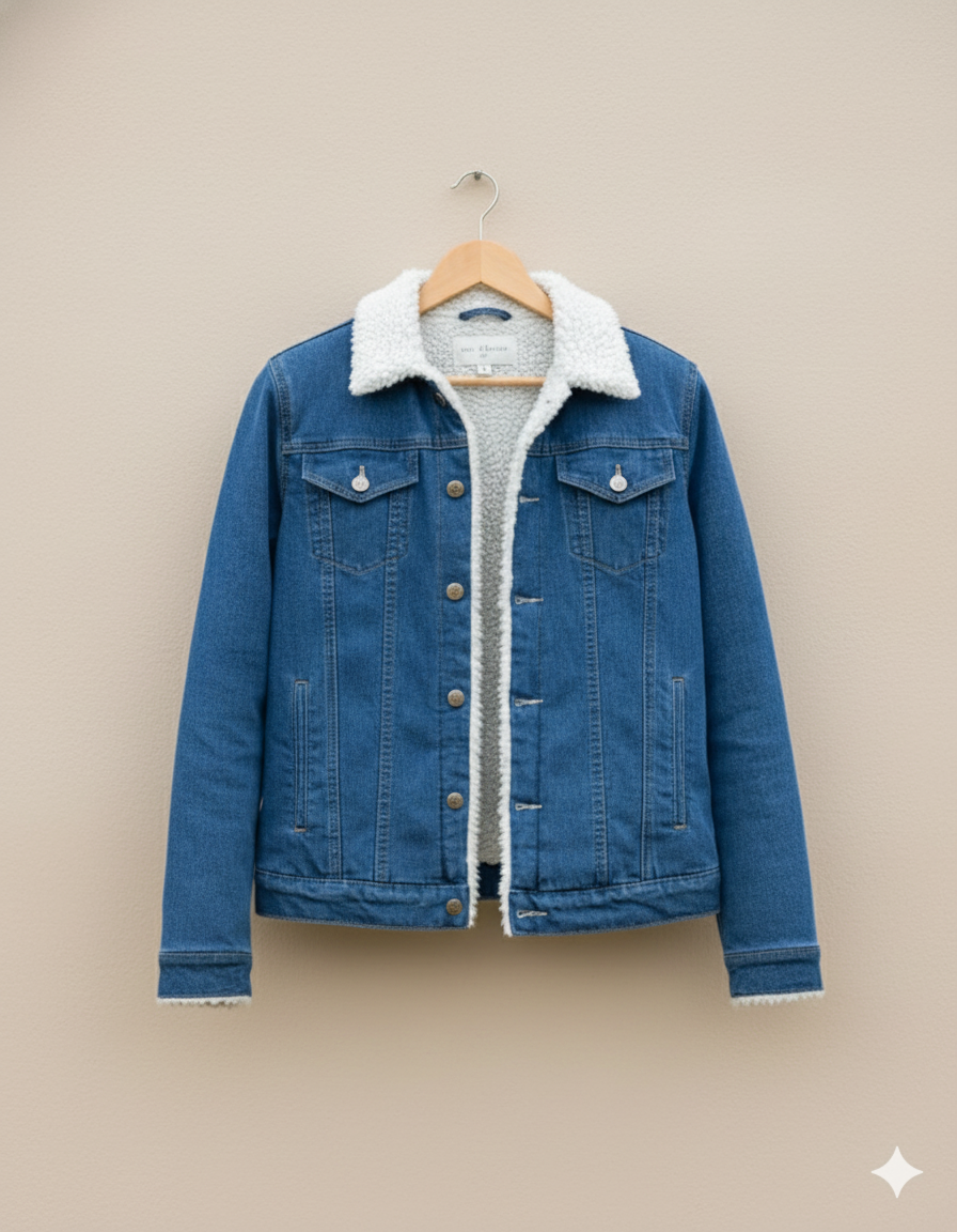 Girl Sherpa Denim Jacket Blue GFDJ-T004
