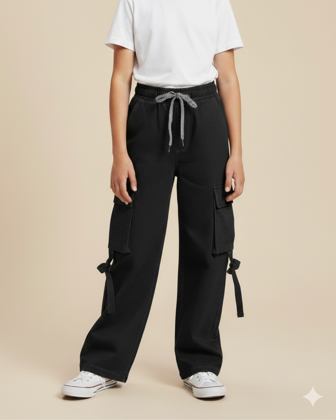 Girl Cargo Pant Black GFJ-T016