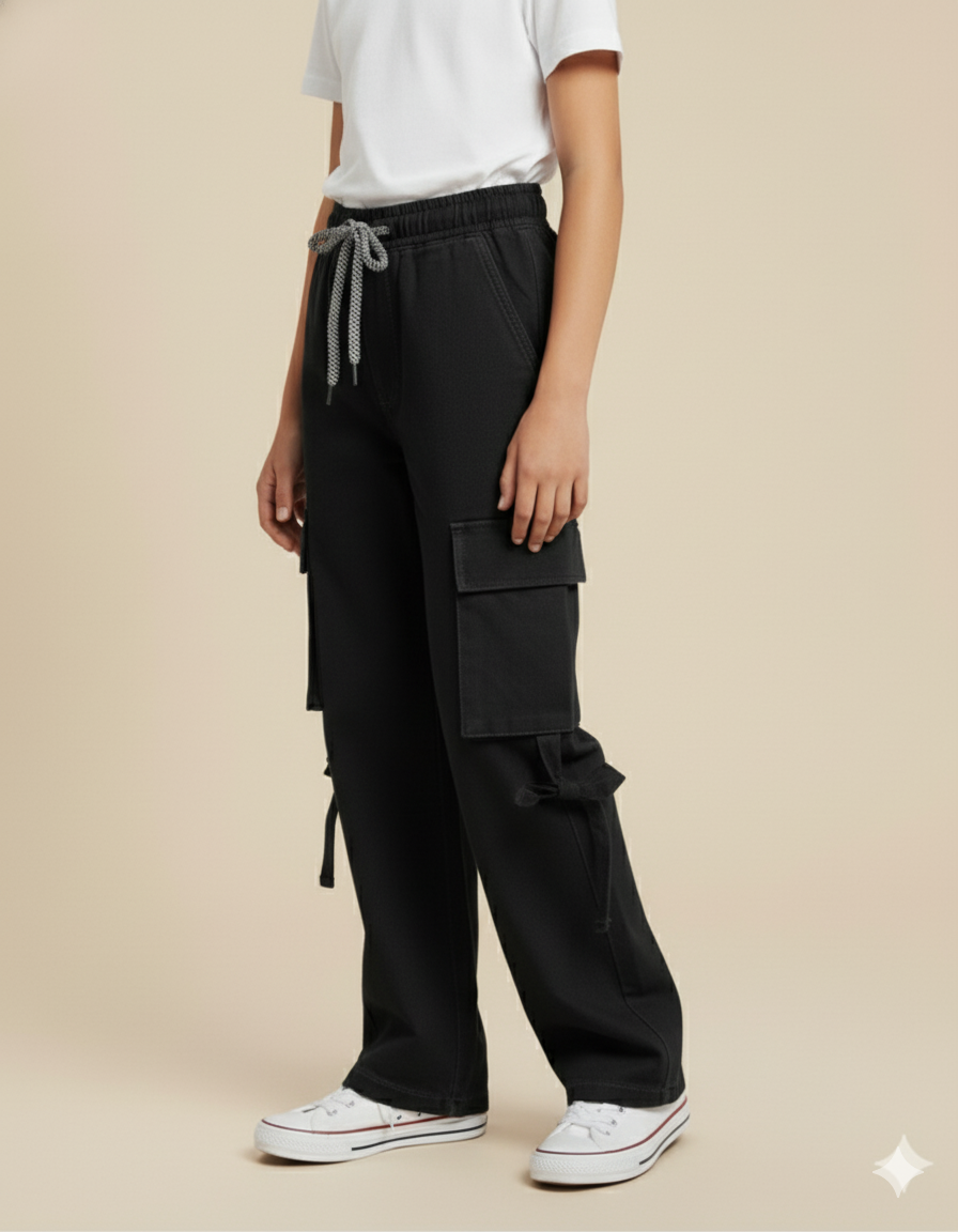 Girl Cargo Pant Black GFJ-T016